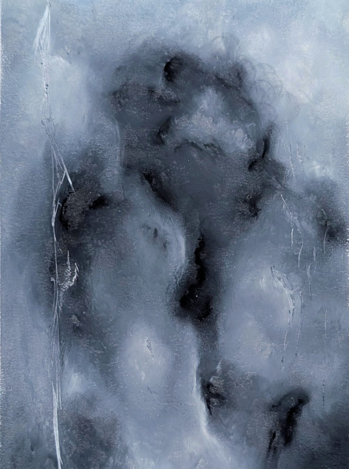 Oil pastel abstraction, No. 4, monochrome study